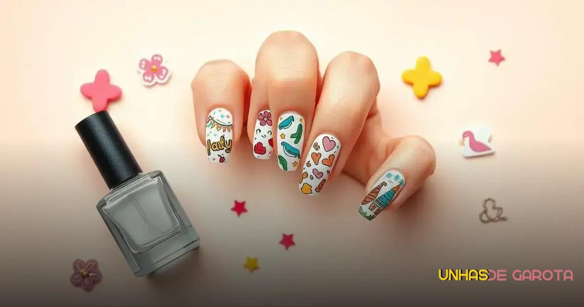 Unhas com Adesivos Temáticos Unhas com Adesivos Temáticos