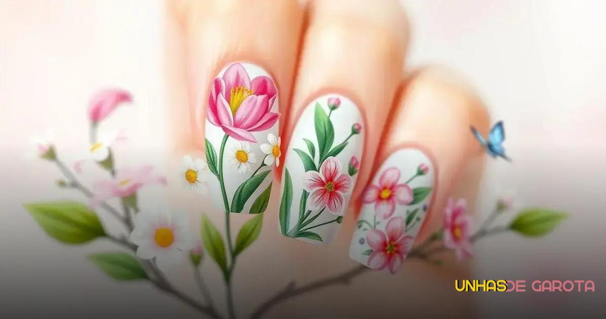 Unhas com Flores Primaveris Unhas com Flores Primaveris
