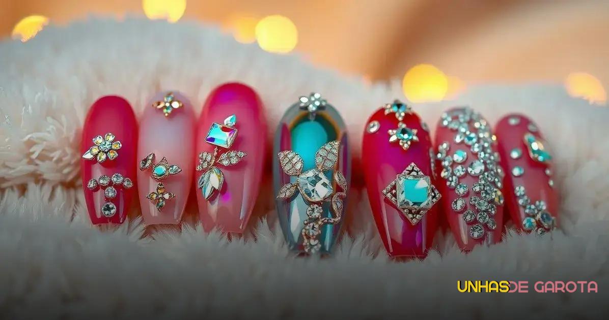 Inspirações de unhas com pedrarias para diferentes ocasiões